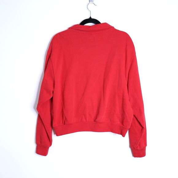 LEVI'S Half Zip Logo Sweatshirt Pullover Red Mock Neck Long Sleeve Women's M - Picture 3 of 12